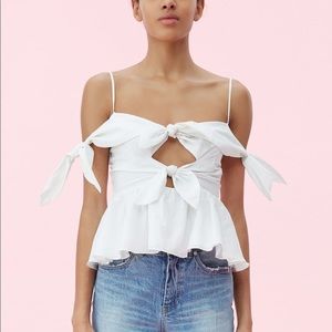 rebecca taylor off-the-shoulder cotton bow top